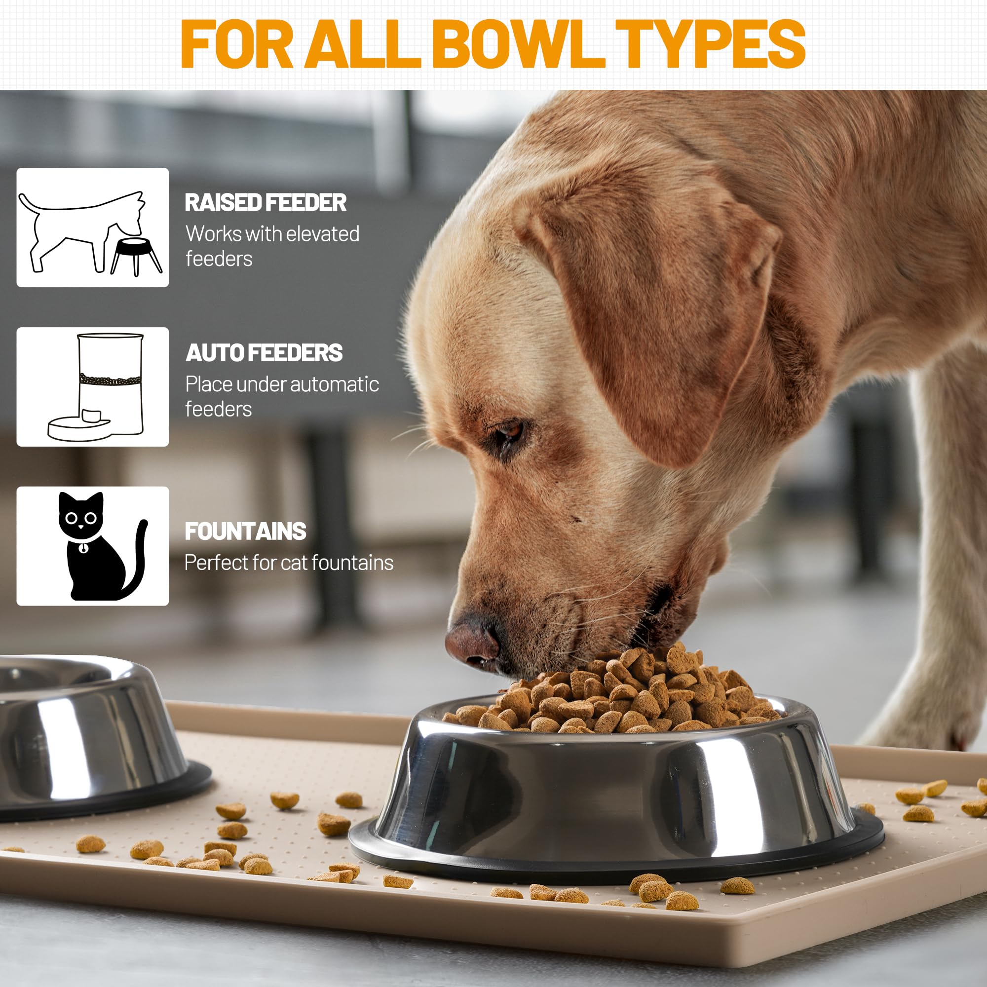Hubulk tapete versátil para perros y gatos con diferentes cuencos.