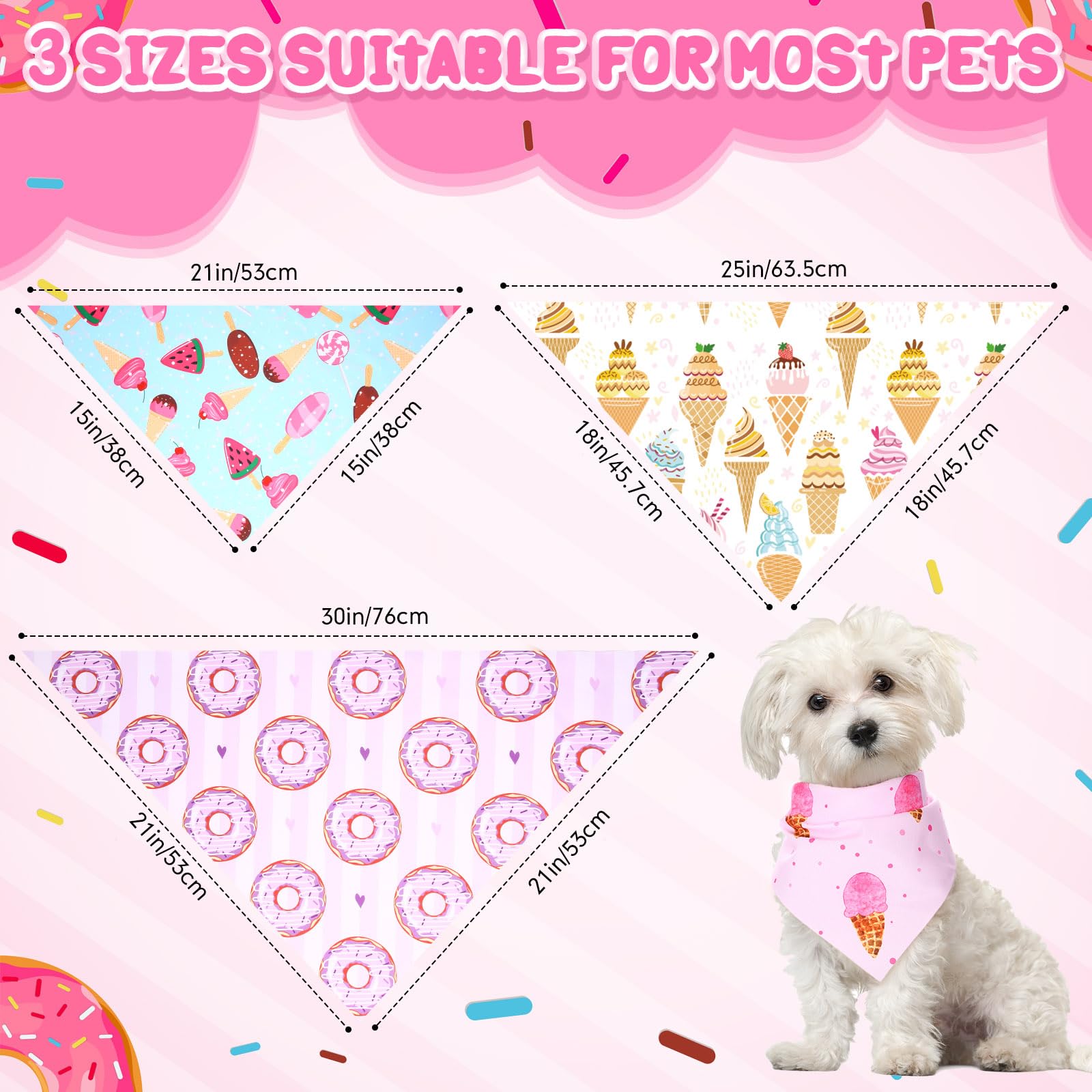 Bandana Huhumy para perro con diseño pastel, perfecta para eventos.