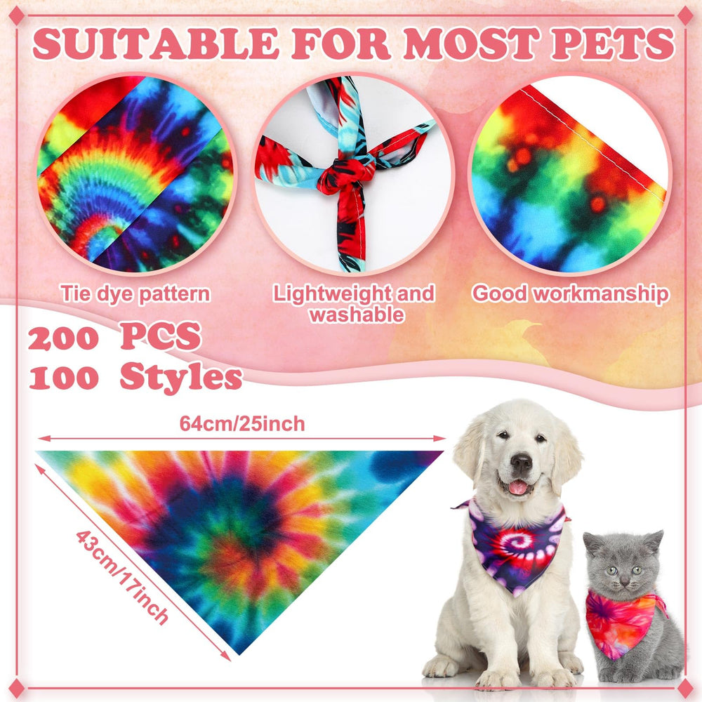 Paquete de 50 bandanas para perros medianos en colores brillantes.
