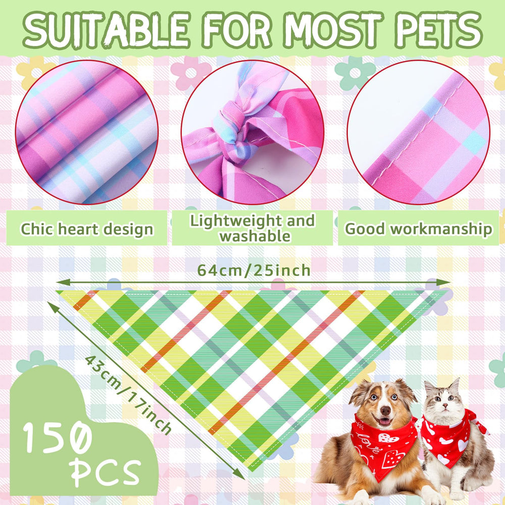 Bandanas Huhumy con diseño a cuadros para perros, ideal para fiestas y salidas.