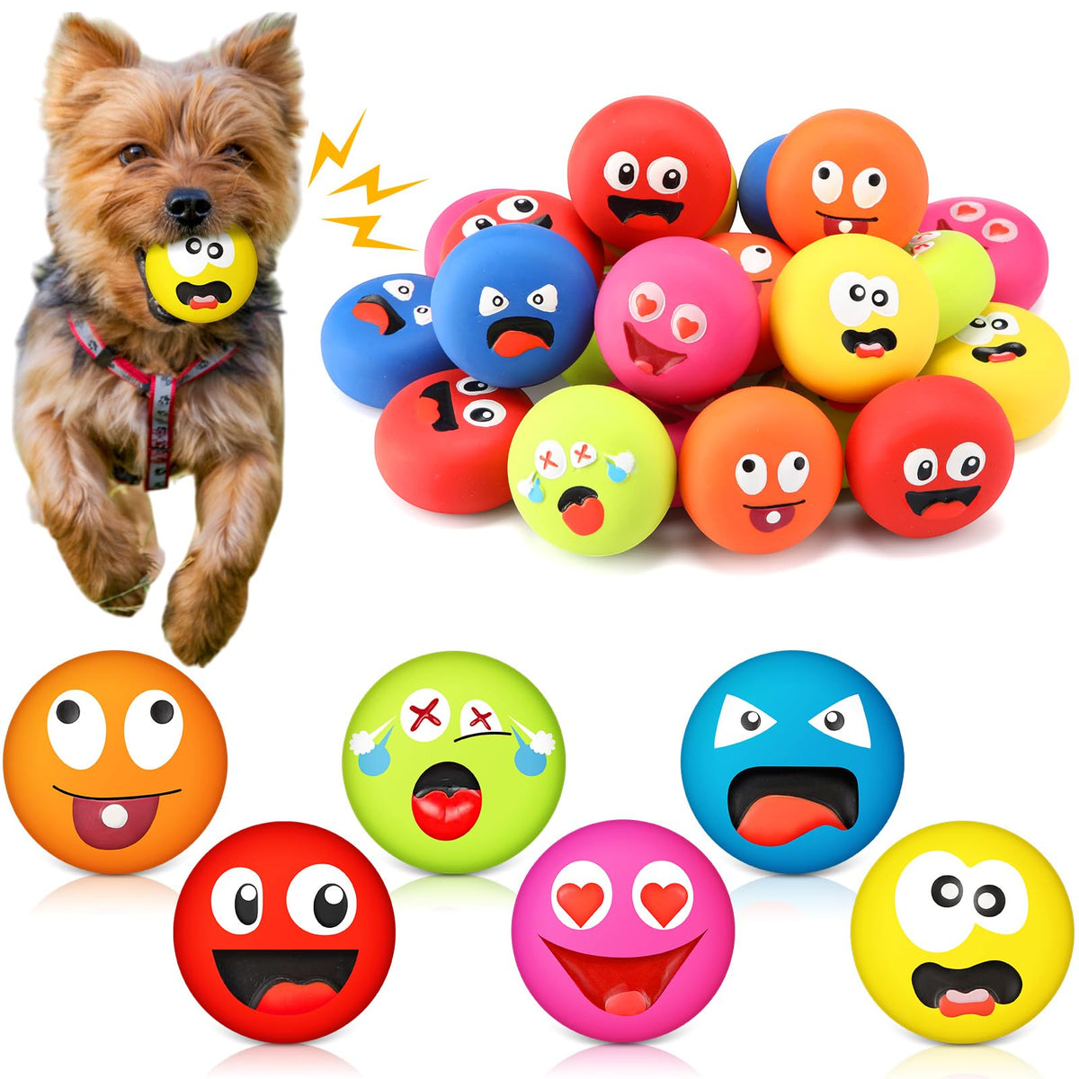 Bolas Hungdao de latex sonoras para perros, ideal para juegos interactivos.