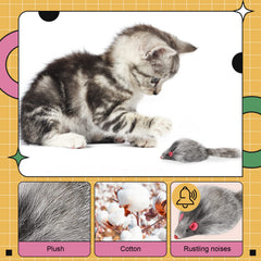 Hungdao paquete de 60 ratones peludos interactivos, colores variados para varios gatos.