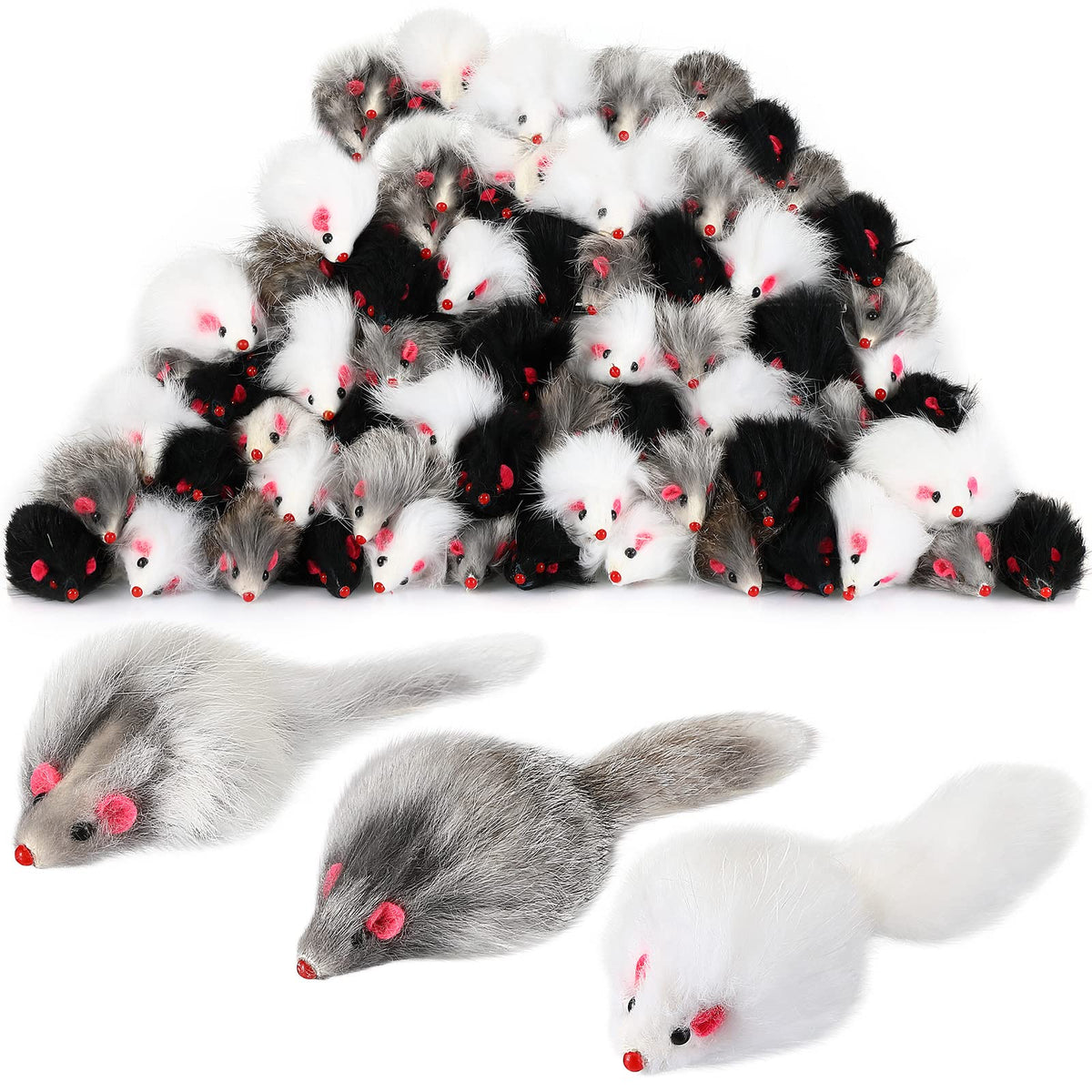 Hungdao ratón peludo interactivo blanco para gatos, ideal para estimular el juego y la actividad.