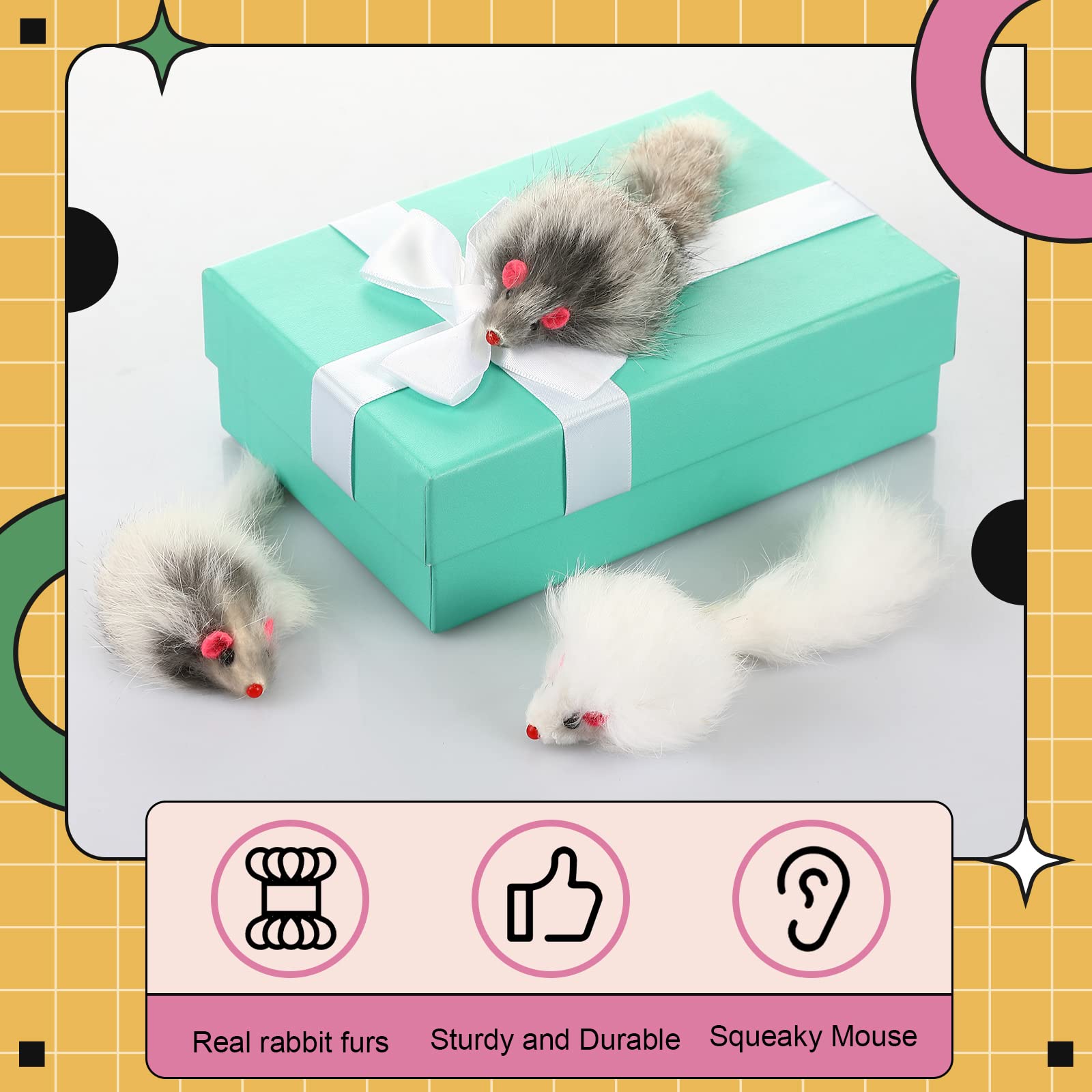 Hungdao ratón peludo interactivo gris para gatos, útil para ejercitar reflejos y curiosidad.