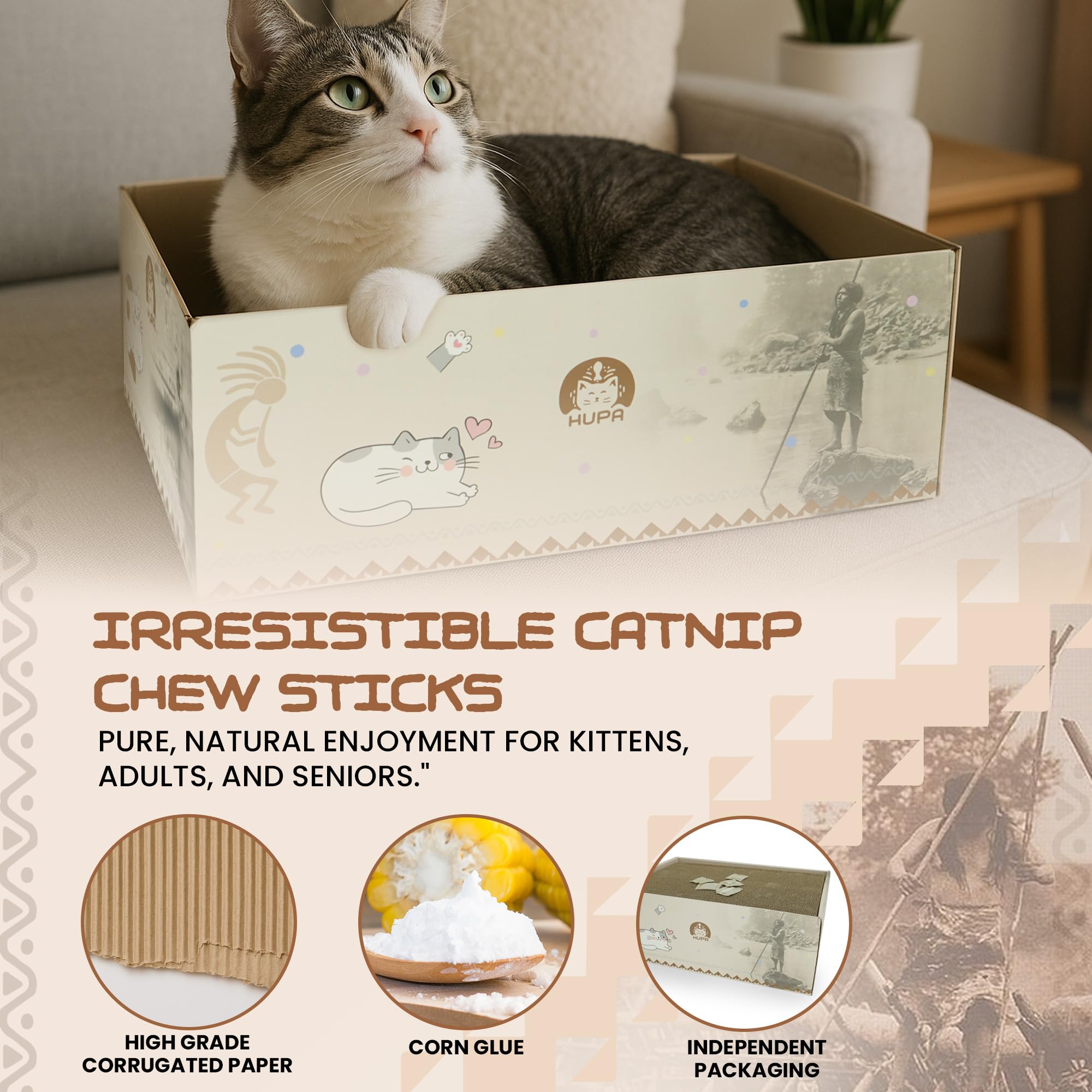HUPA rasca-gato para interior, diseño cómodo para tu gato.