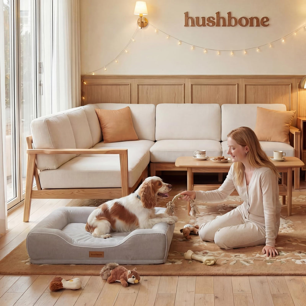 Cama hush-bone: tapizado en terciopelo para un tacto lujoso.