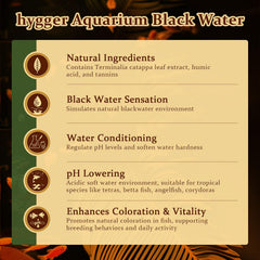 Hygger acondicionador agua negra color marrón para acuarios tropicales