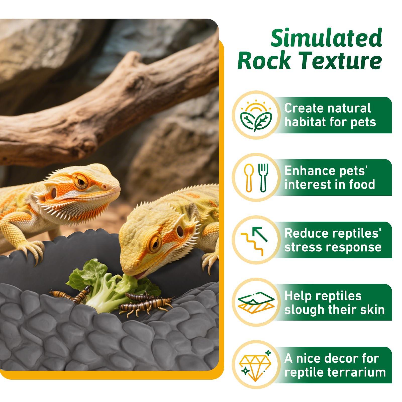 Tazón de agua Hygger Zoo con rampa antideslizante para reptiles.