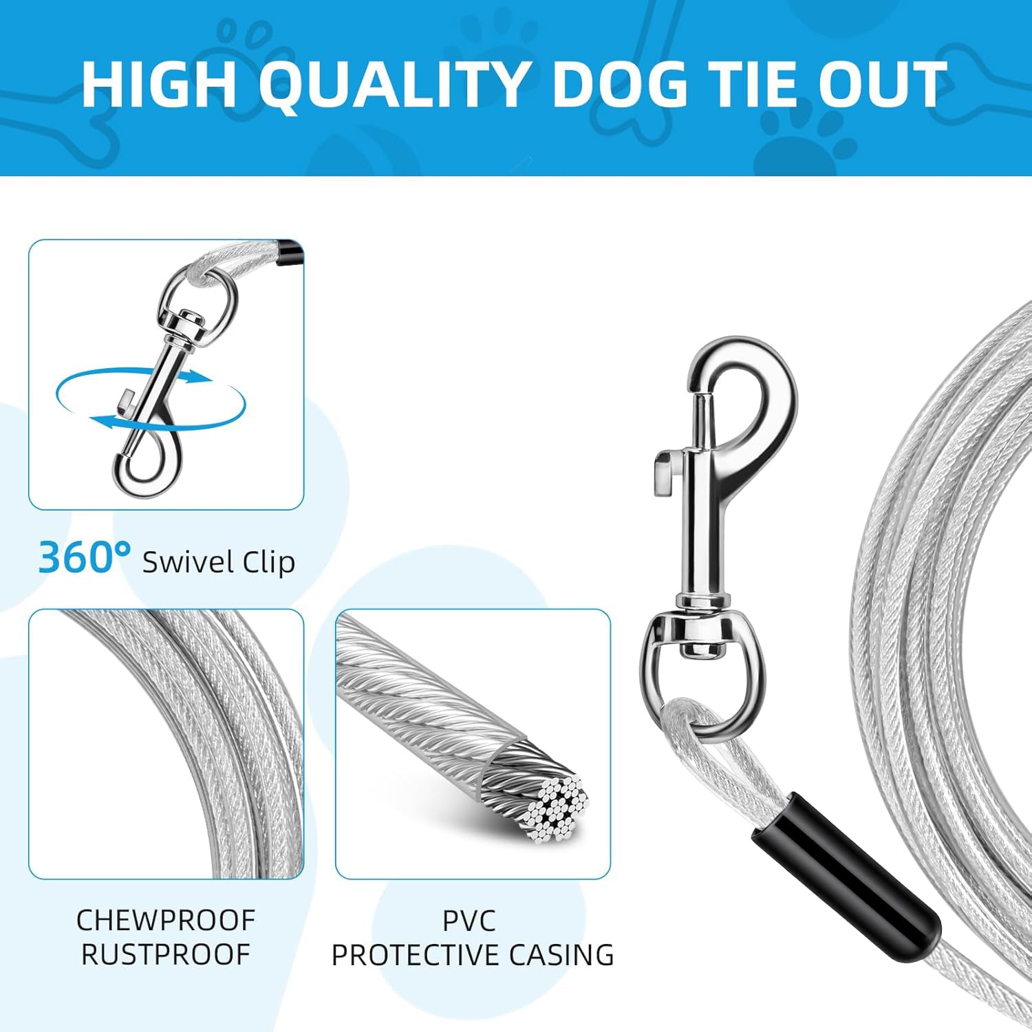 Hyhjh cable con gancho giratorio 360, evita enredos al moverse.