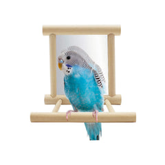 Hypeety espejo de madera para pajaro, estimula juego y observación segura