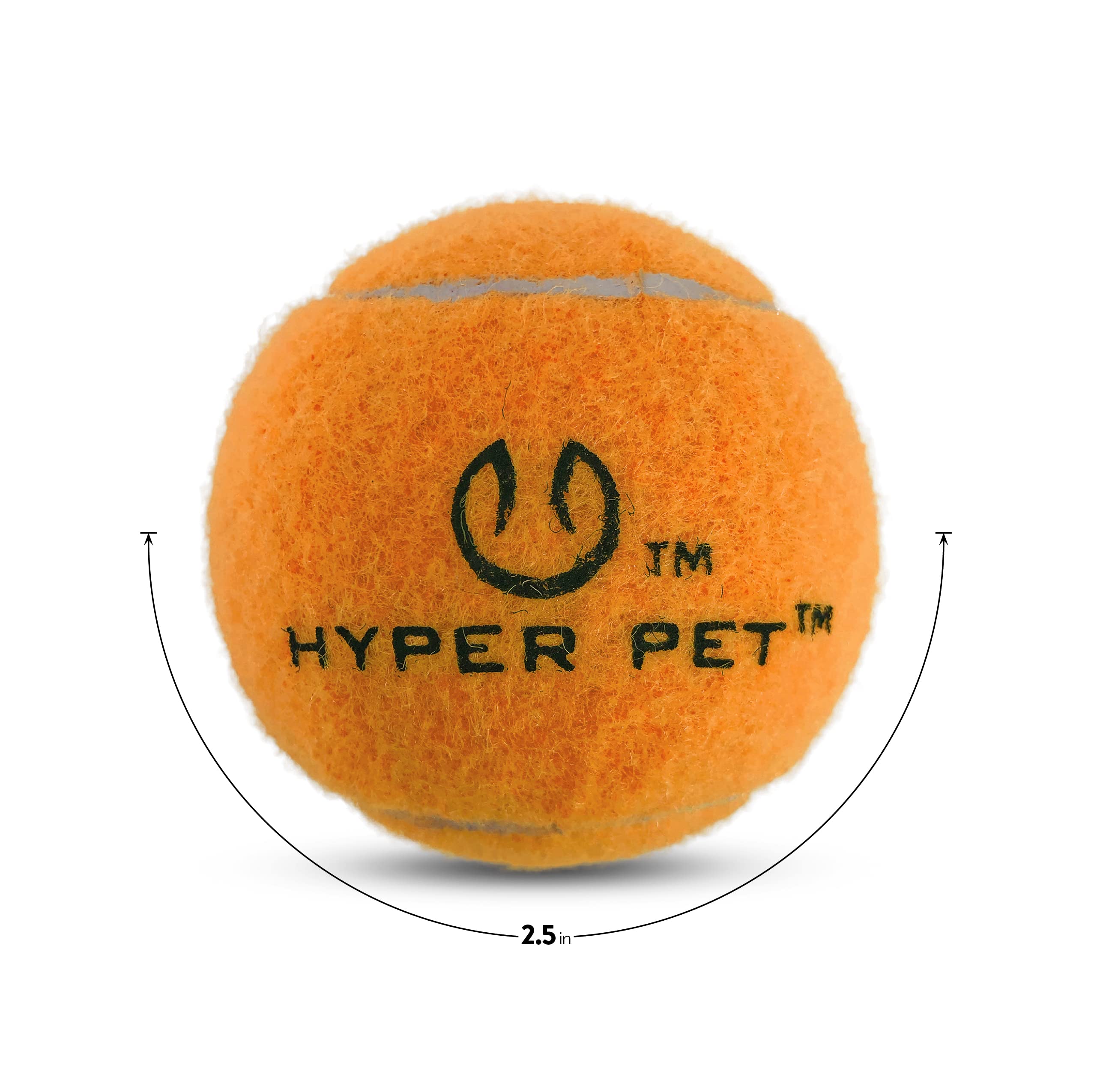 Pelota Hyper Pet Tenis naranja vista lateral para agarre cómodo.