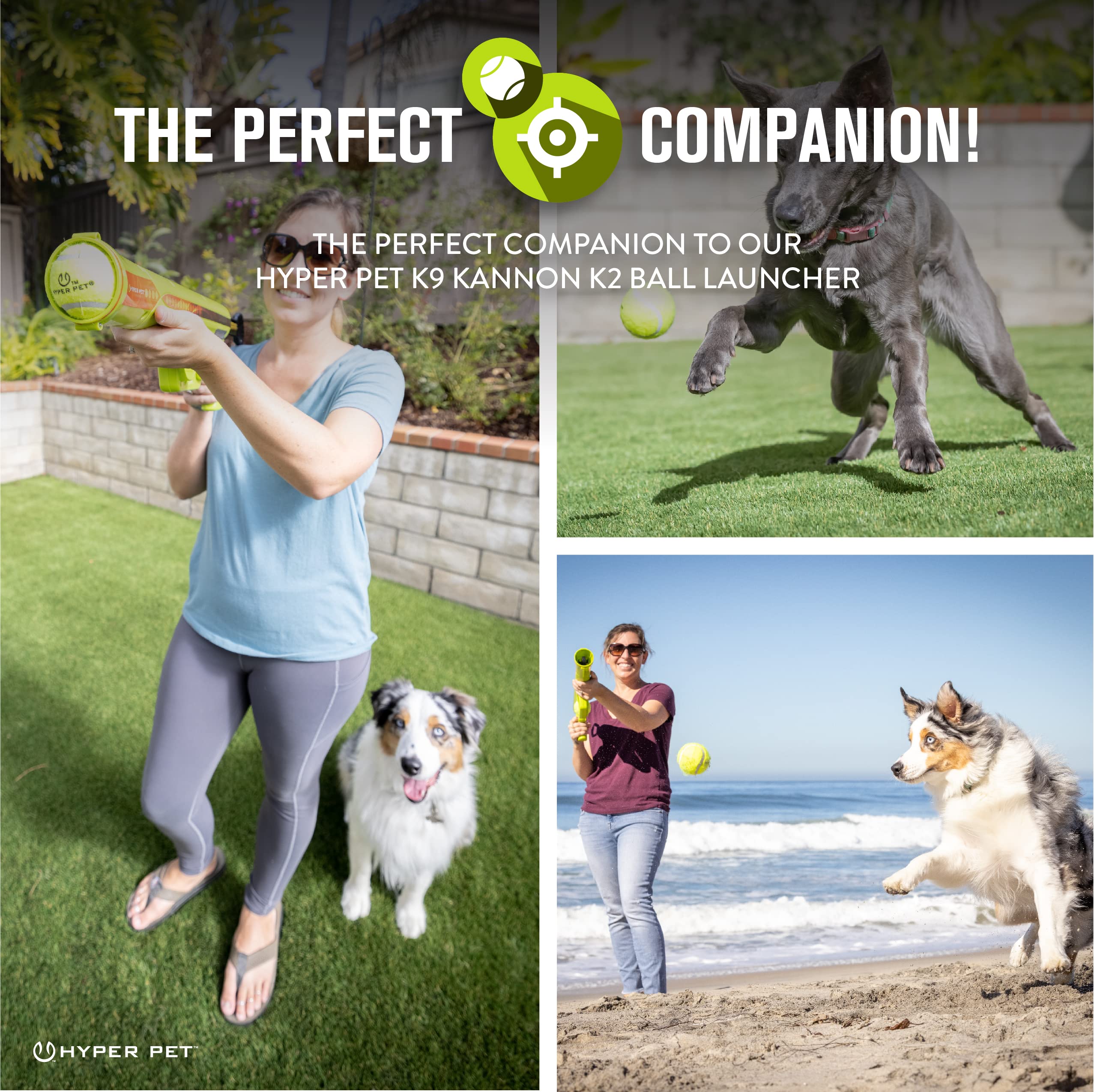 Hyper Pet bolas tenis para perros, perfecto para lanzar y jugar al aire libre.