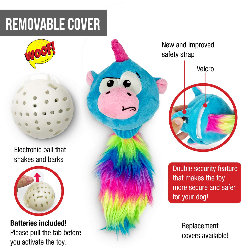 Hyper Pet Doggie Pal Unicorn peluche con pilas para juego prolongado.