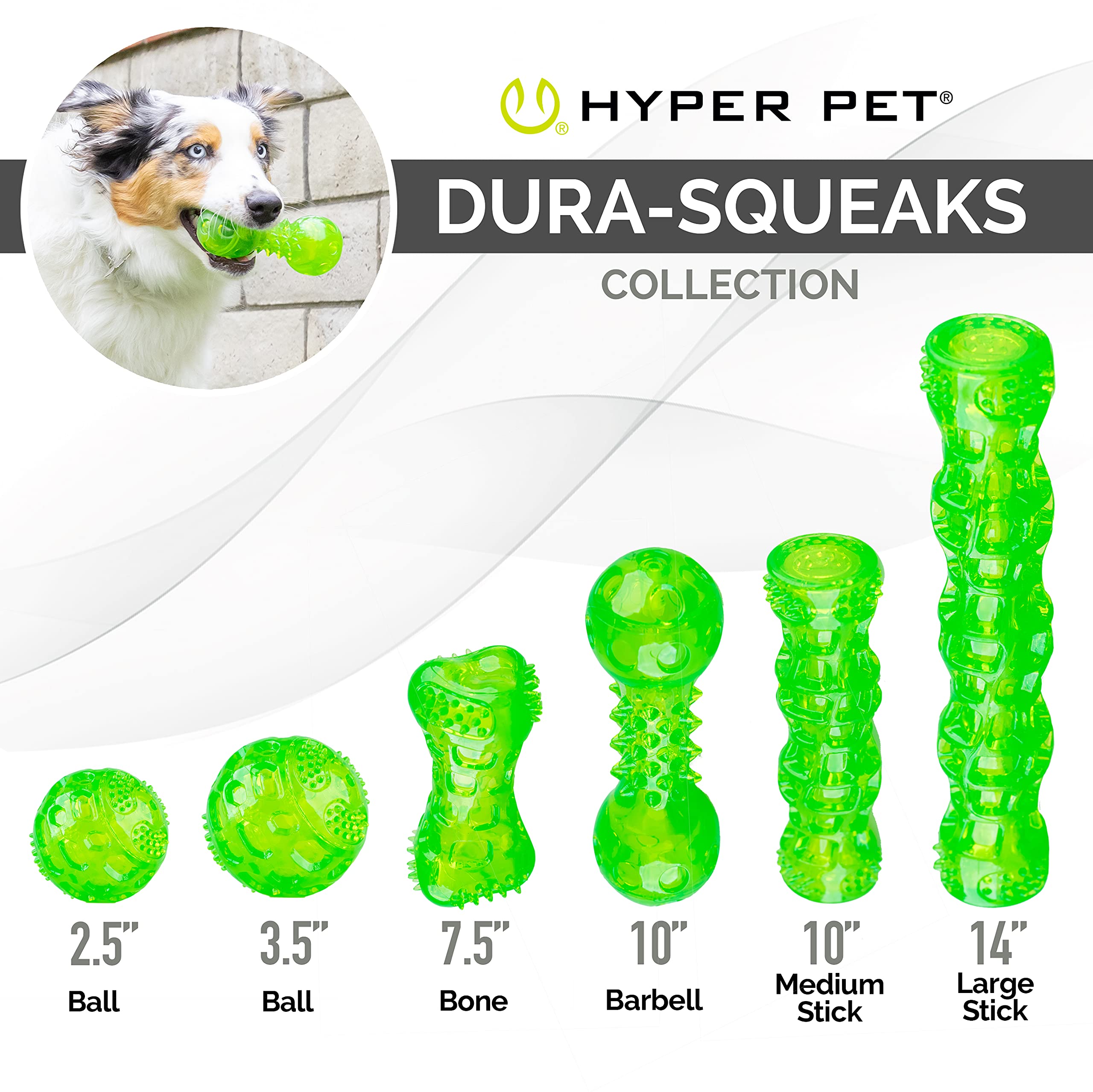 Hyper Pet Dura-Squeaks Palo Perro Con Sonido: estimula el interés durante el juego