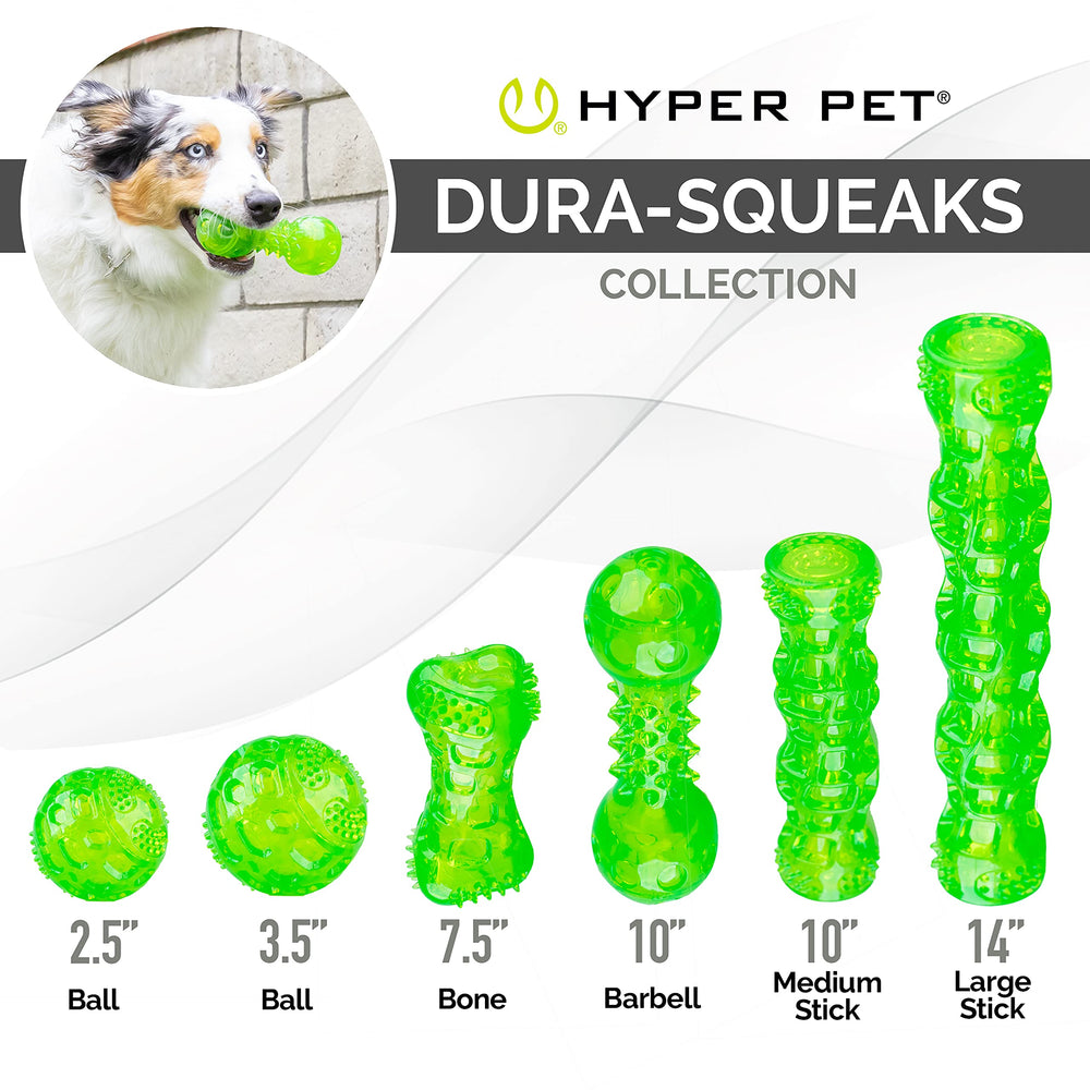 Hyper Pet Dura-Squeaks Palo Perro Con Sonido: estimula el interés durante el juego