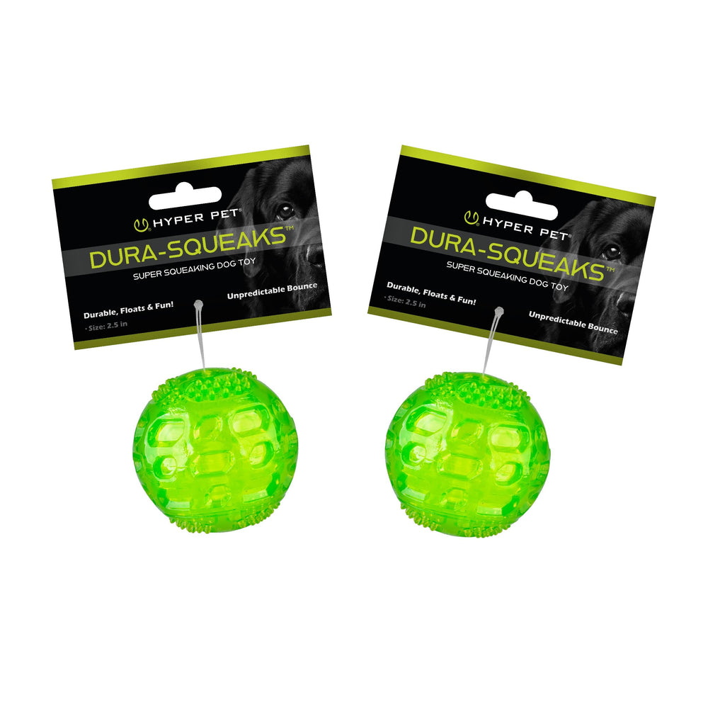 Hyper Pet DuraSqueak, bola interactiva con superficie irregular para juego dinámico.