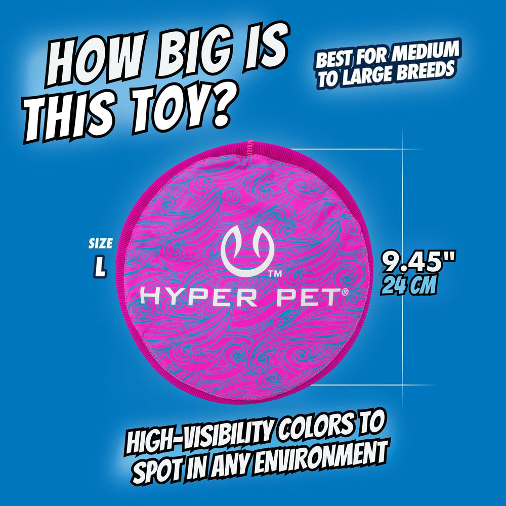 Hyper Pet Flippy Flopper con diseño neón espiral, fácil de detectar en jardín y playa