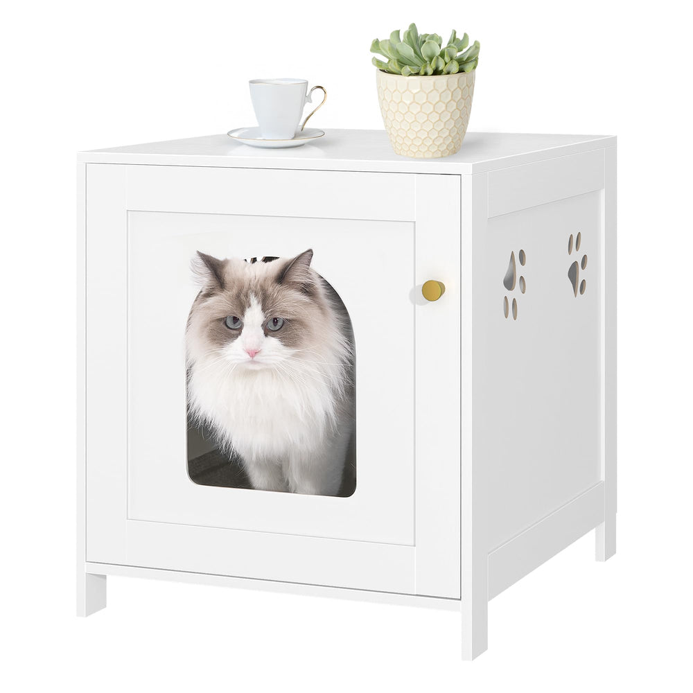 Hzuaneri recinto para caja de arena con puerta arco frontal, privacidad para tu gato.