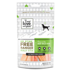 I AND LOVE AND YOU Free Ranger No Stink: palitos de bully de res, 6 pulgadas para masticar