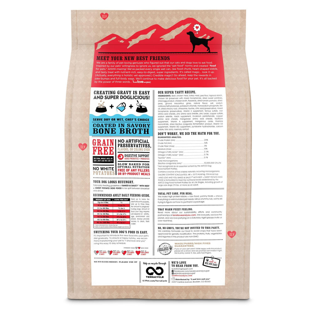 Kibble con forma de corazón de I AND LOVE AND YOU para perros.