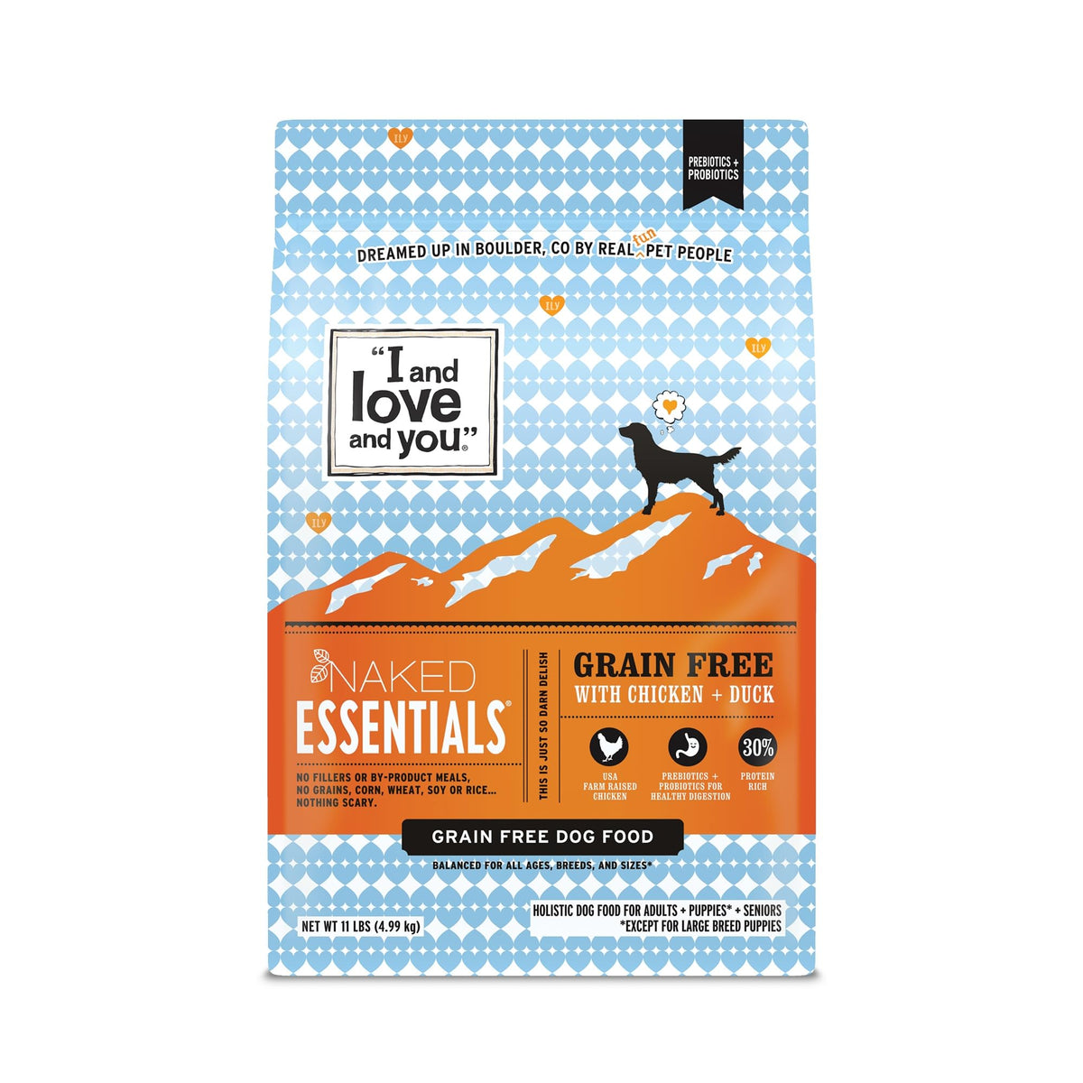 I AND LOVE AND YOU Naked Essentials croquetas de pollo y pato crujientes para perros activos