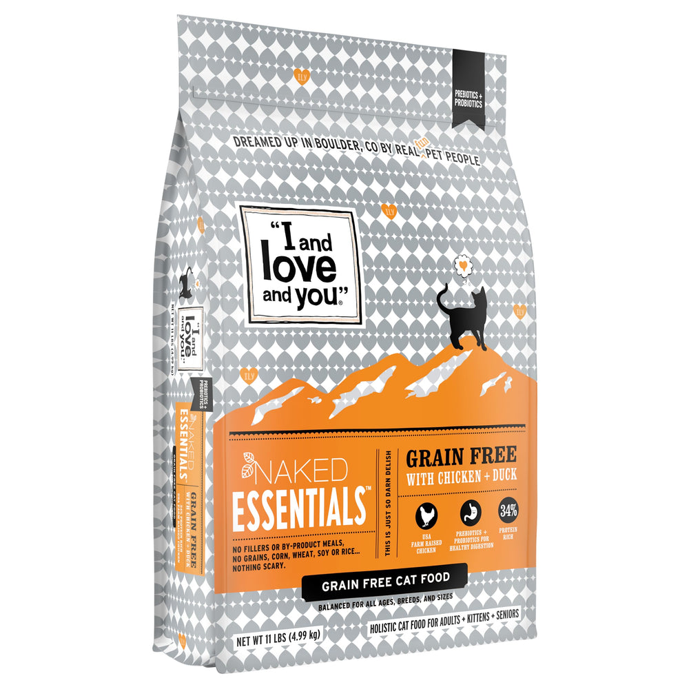 I and love and you Naked Essentials con pollo y pato, proteína de alta calidad para gatos activos.