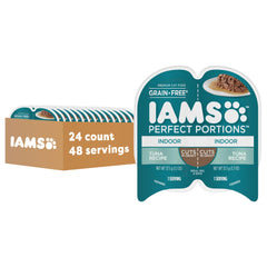IAMS Perfect Portions comida humeda para gato adulto de interiores con atun en bandeja