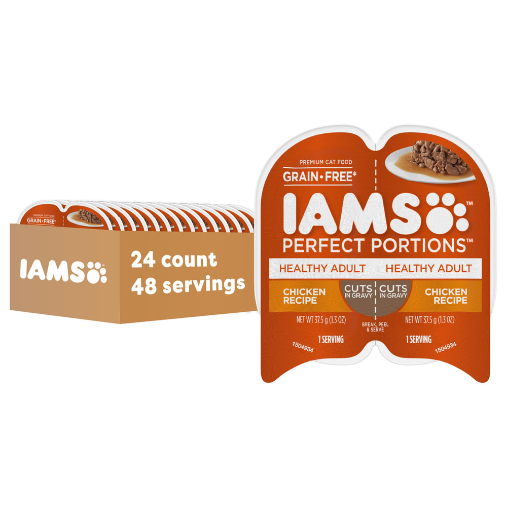 IAMS Perfect Portions, porciones dobles en bandeja, prácticas para comidas diarias de tu gato.