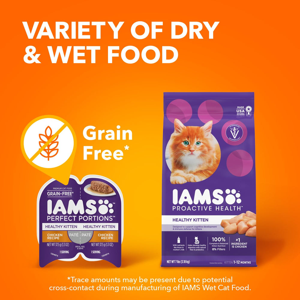 Envase de dos piezas IAMS Perfect Portions, servicio limpio y conveniente.