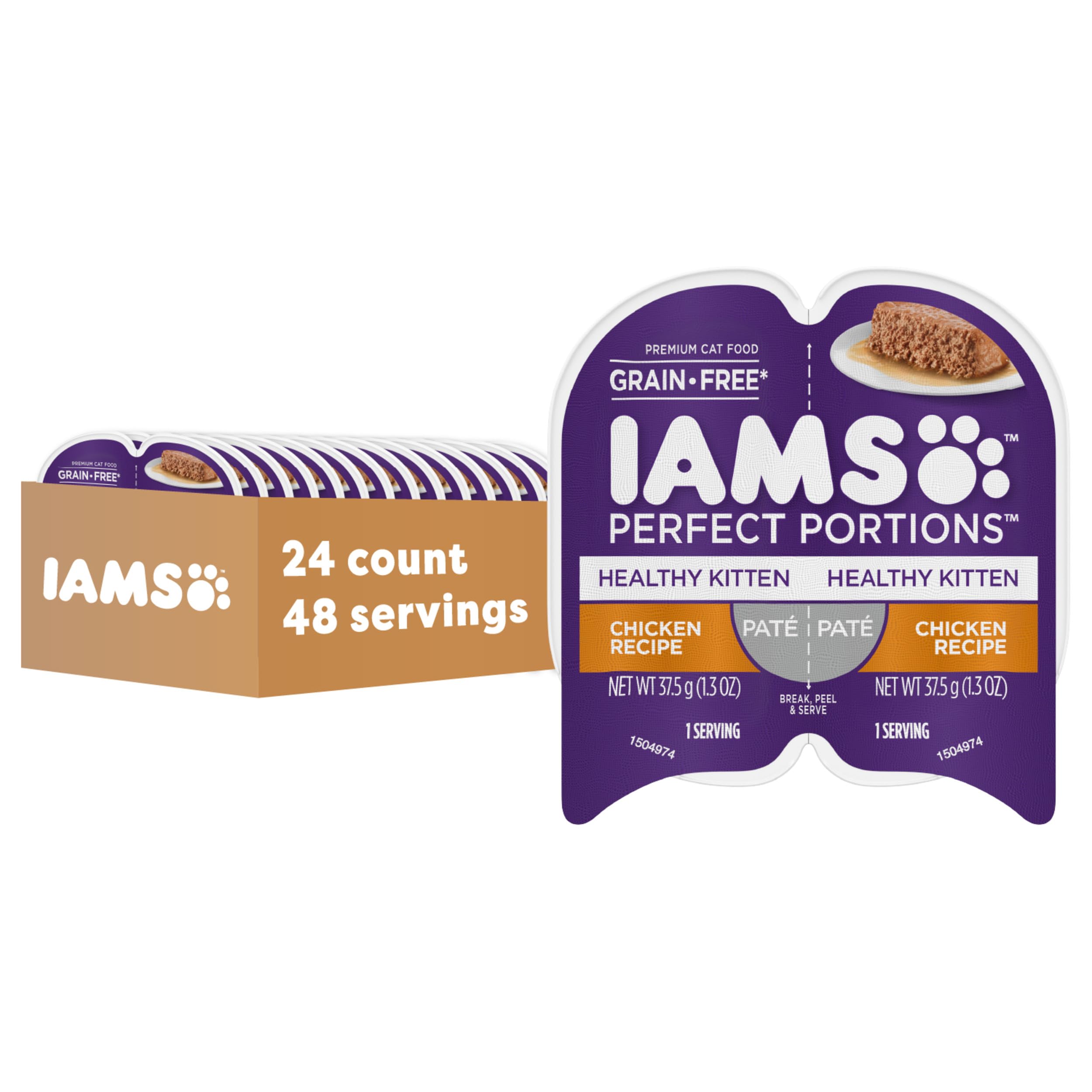 IAMS Perfect Portions pate pollo, dos porciones para comida controlada.