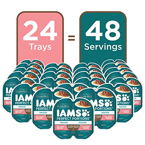 IAMS Perfect Portions sin granos en bandeja, opción húmero con salmón en salsa.