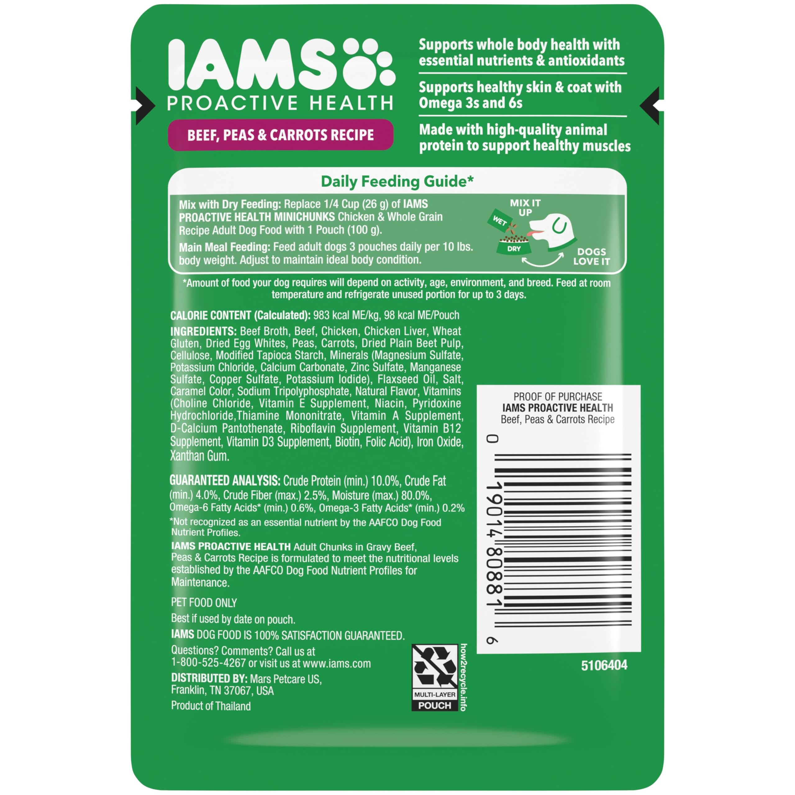 IAMS Proactive Health Adult Wet Dog Food receta completa y equilibrada para perros adultos.