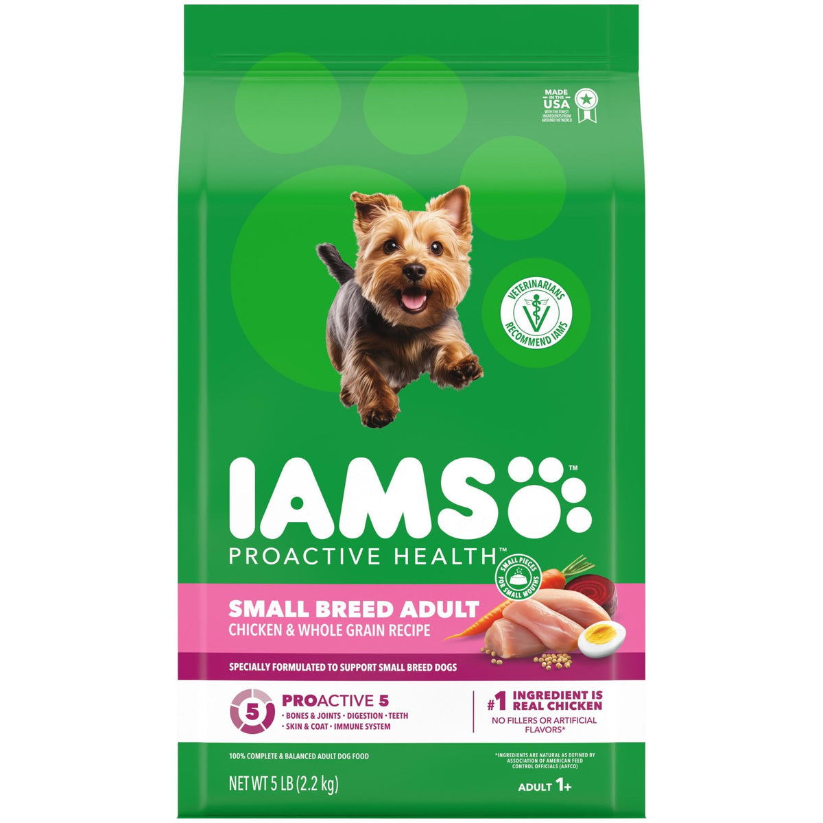 IAMS Proactive Health para perro pequeño con pollo, bolsa de comida diaria