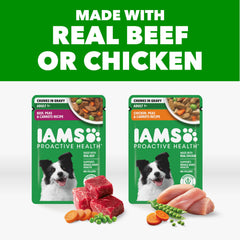 IAMS Proactive Health comida húmeda con pollo para perro adulto y sabor sabroso.