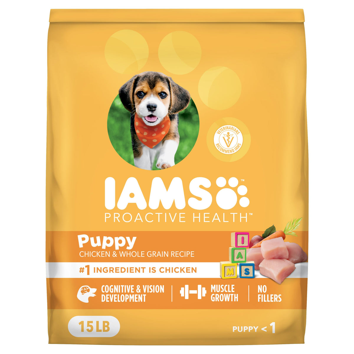 IAMS Salud Proactiva croquetas de pollo para cachorro, apoyo al desarrollo.