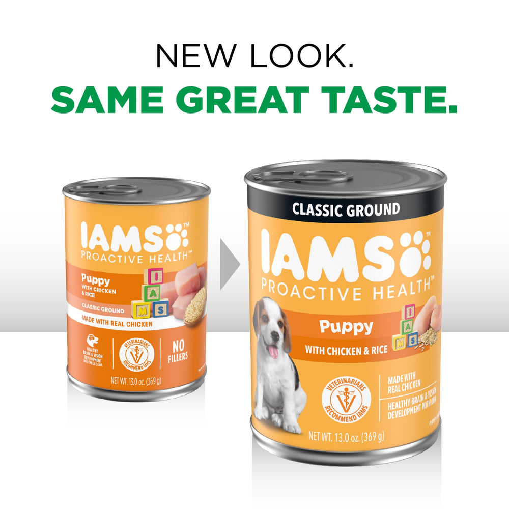IAMS Proactive Health Puppy, pollo real en receta para cachorros activos.