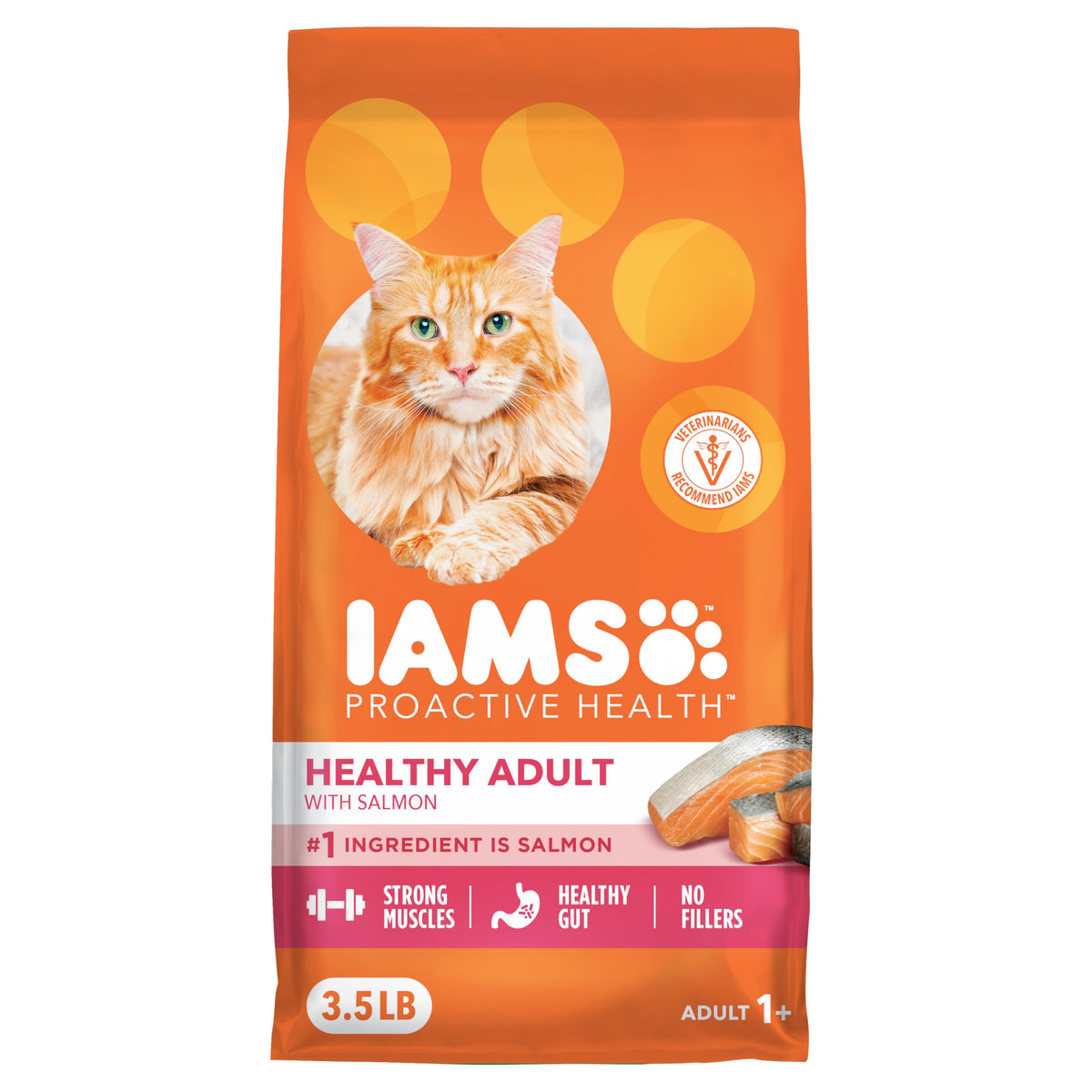 IAMS Proactive Health: salmón real como ingrediente principal para gatos.