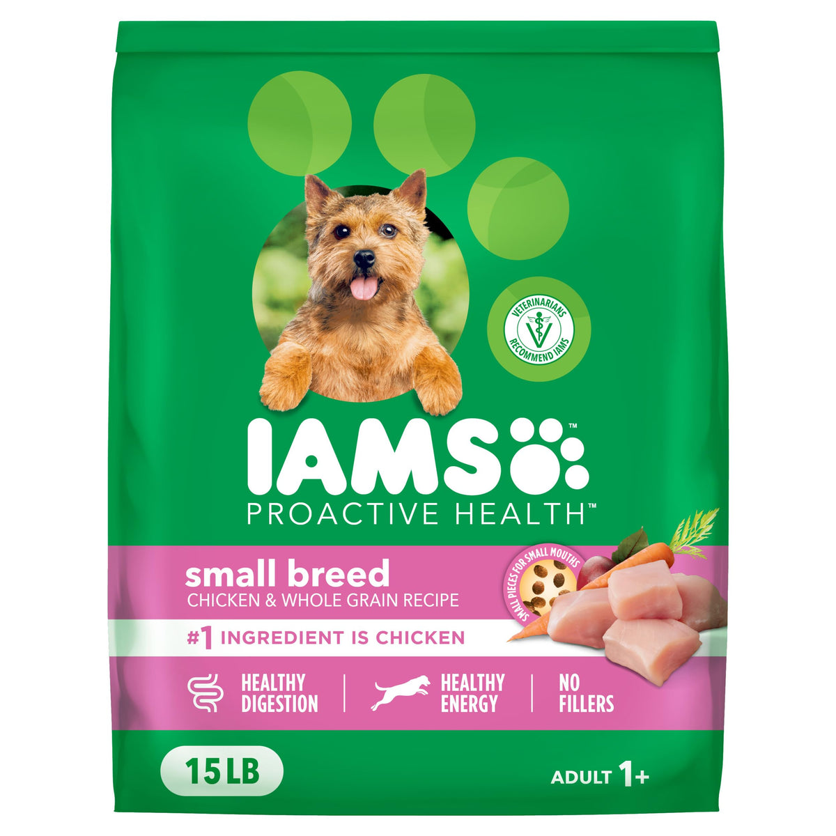 IAMS Proactive Health para perros pequeños, croquetas de pollo para energía diaria