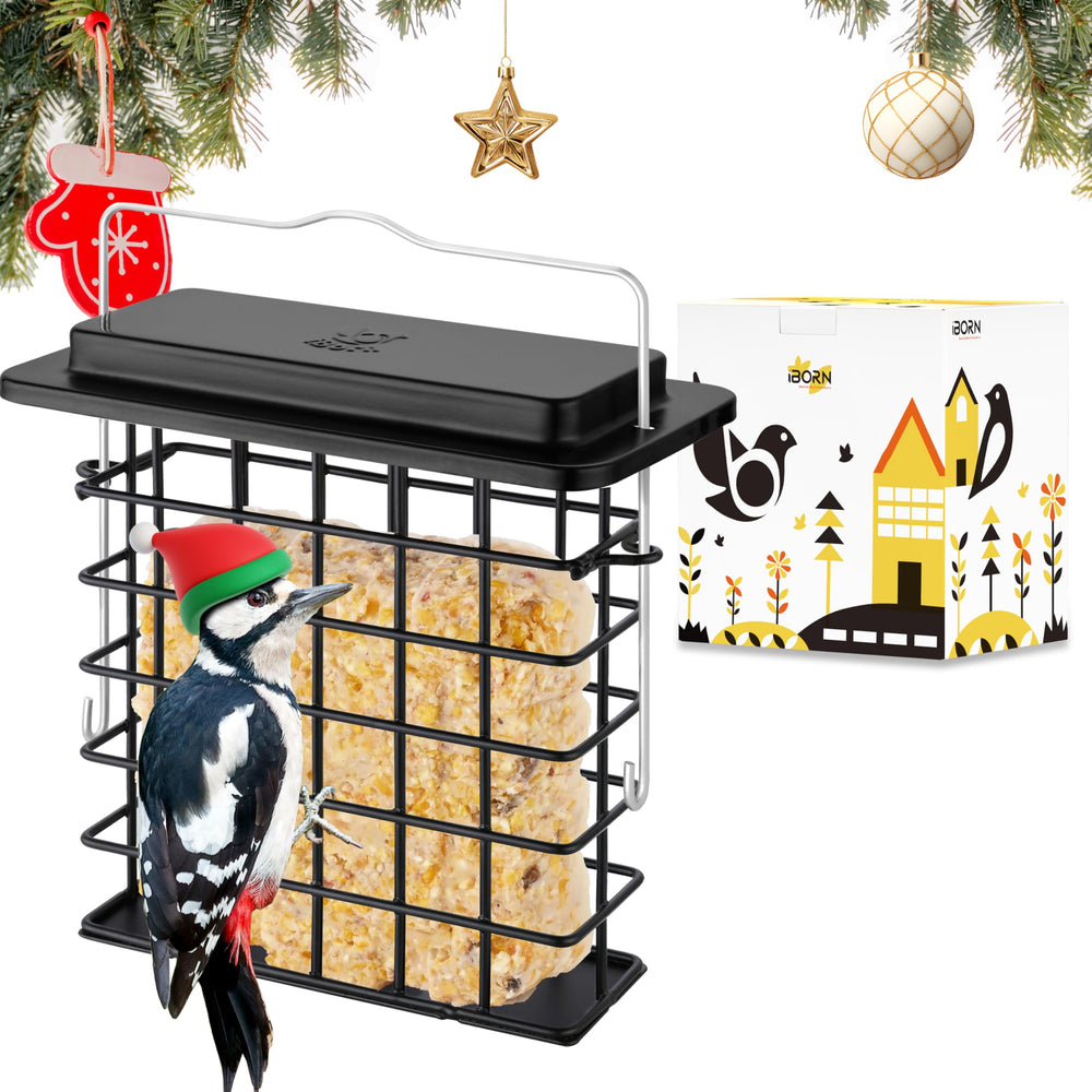 iborn comedero-suet exterior con rejilla alta facilita posado seguro para aves