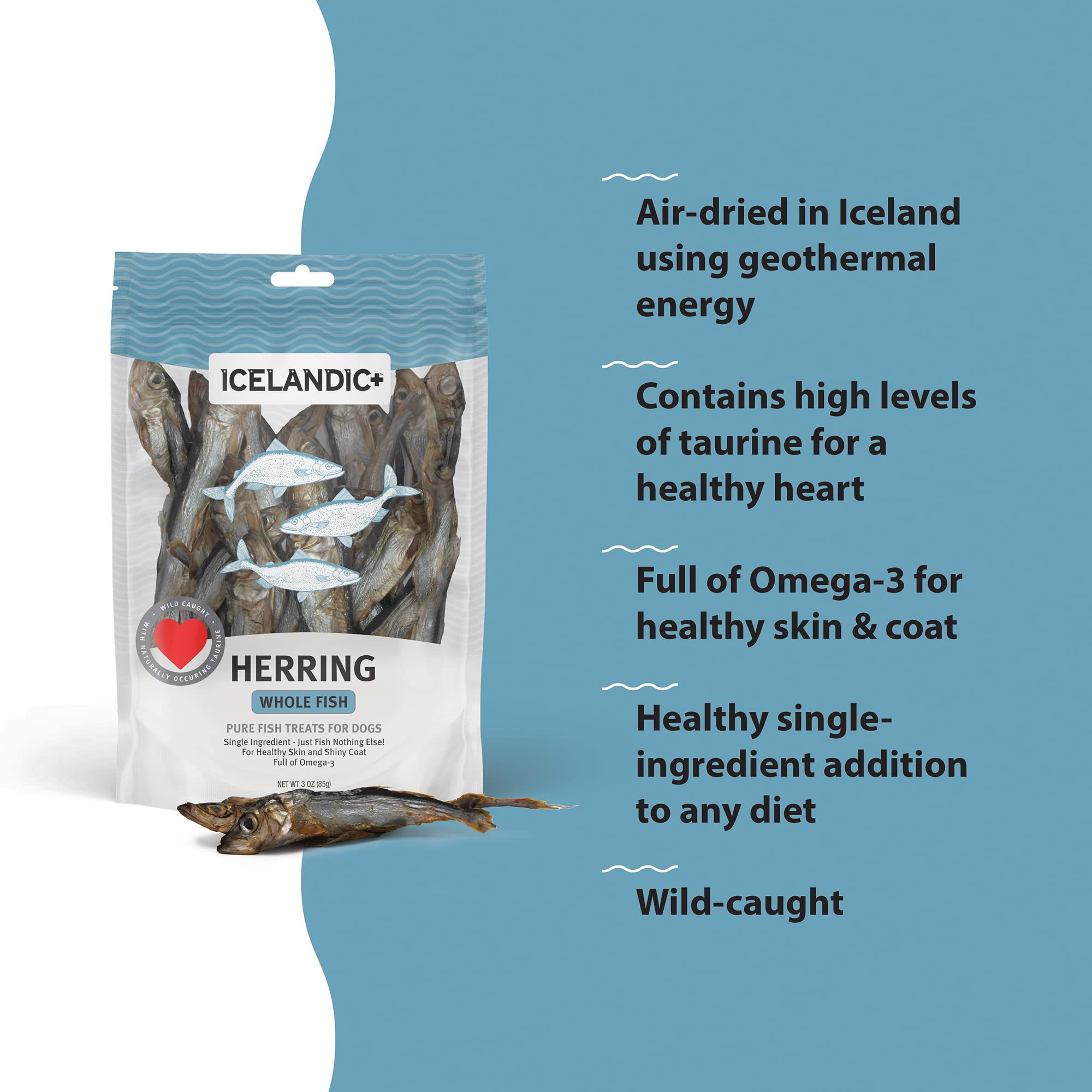 Icelandic+ ingrédient unique, hareng pur sans additifs.
