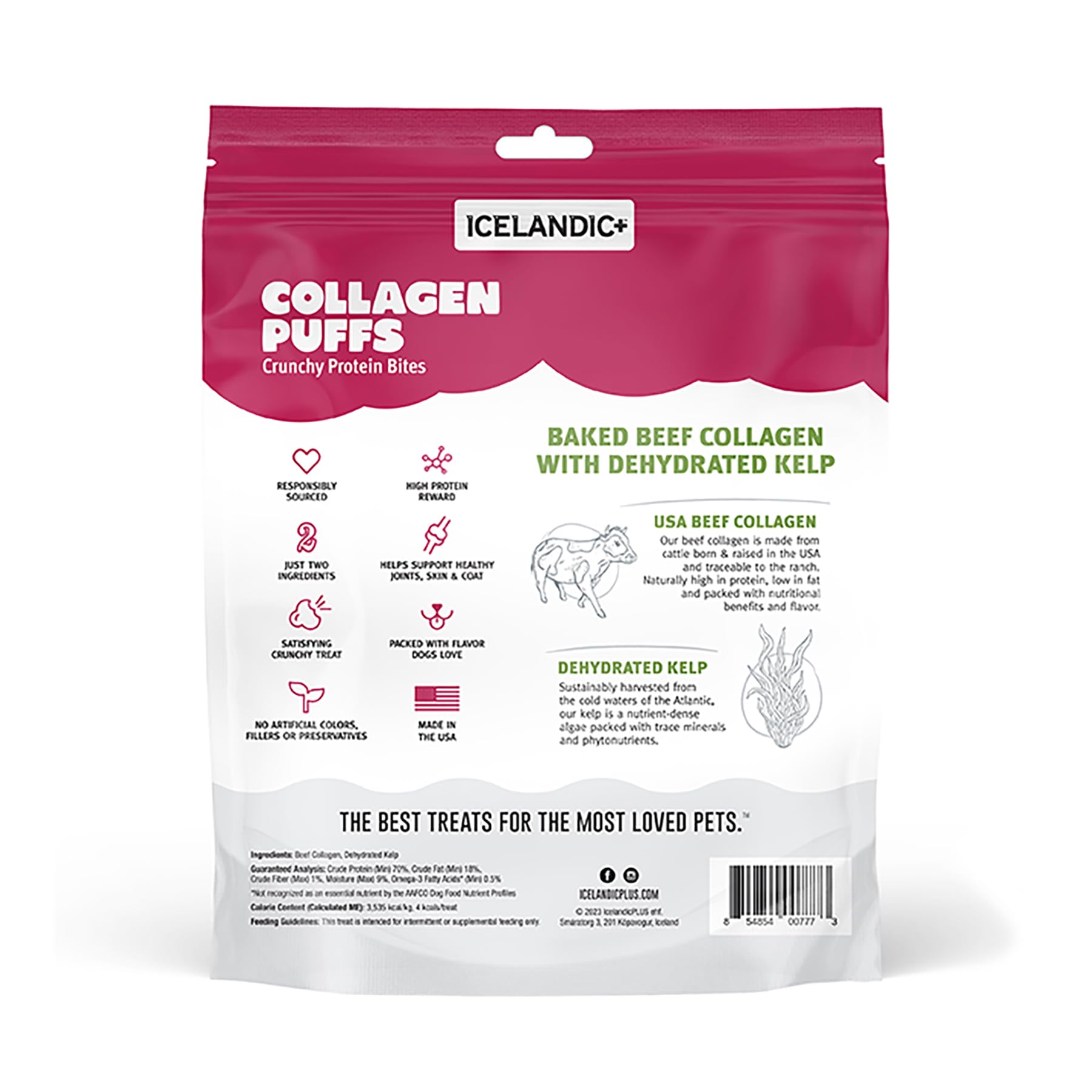 Icelandic+ Collagen Puffs: res colágeno y kelp deshidratado para sabor intenso