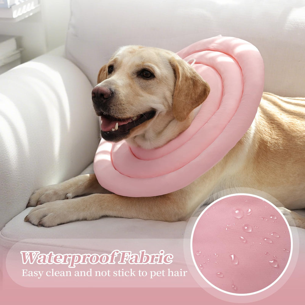 IDOMIK collar confort microfibra rosa, suave acolchado para dormir tranquilo tras procedimientos