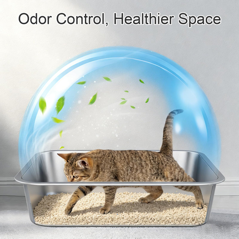 Idymere caja de arena de acero inoxidable, superficie anti-huellas para facilitar la limpieza.