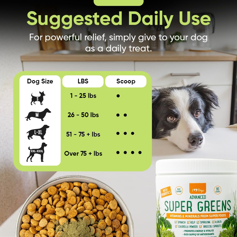 iHeartDogs Super Greens brotes-de-brolcoli aportan sulforafano para apoyo inmunitario.