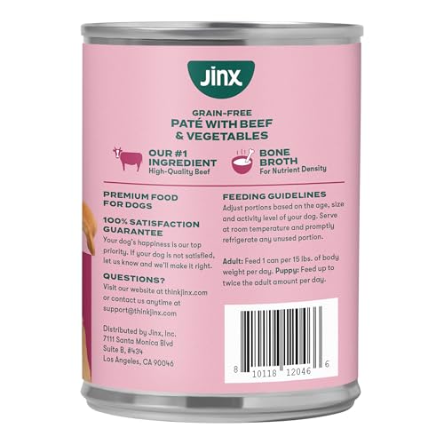 Jinx Latas Húmedas Premium para Perro – Paté de Res, Sin Cereales, Pack de 12 x 13 oz
