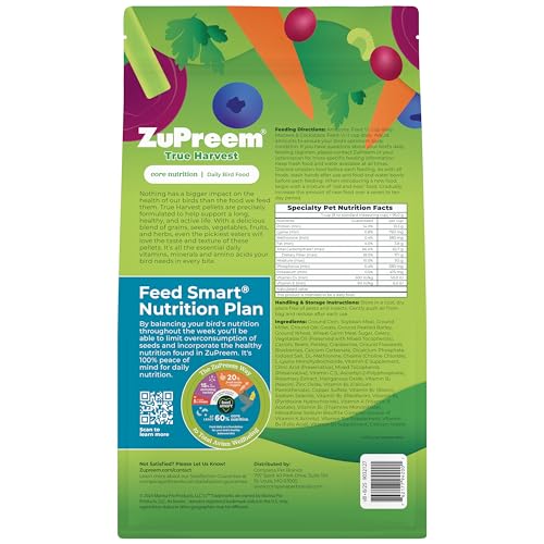 ZuPreem Natural Alimento para aves grandes: Amazones, cacatúas y guacamayos | Bolsa de 3 libras | Hecho en EEUU