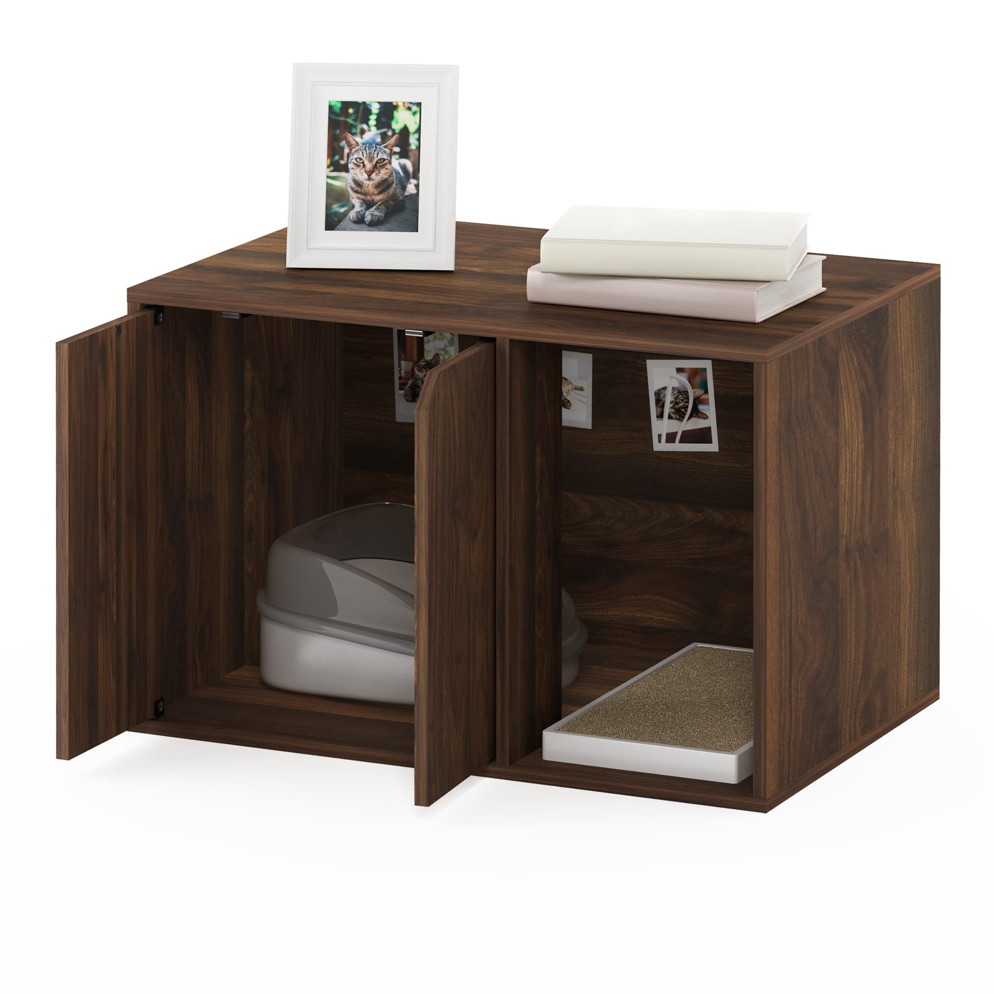 Furinno Peli Small Litter Box Enclosure – Columbia Walnut