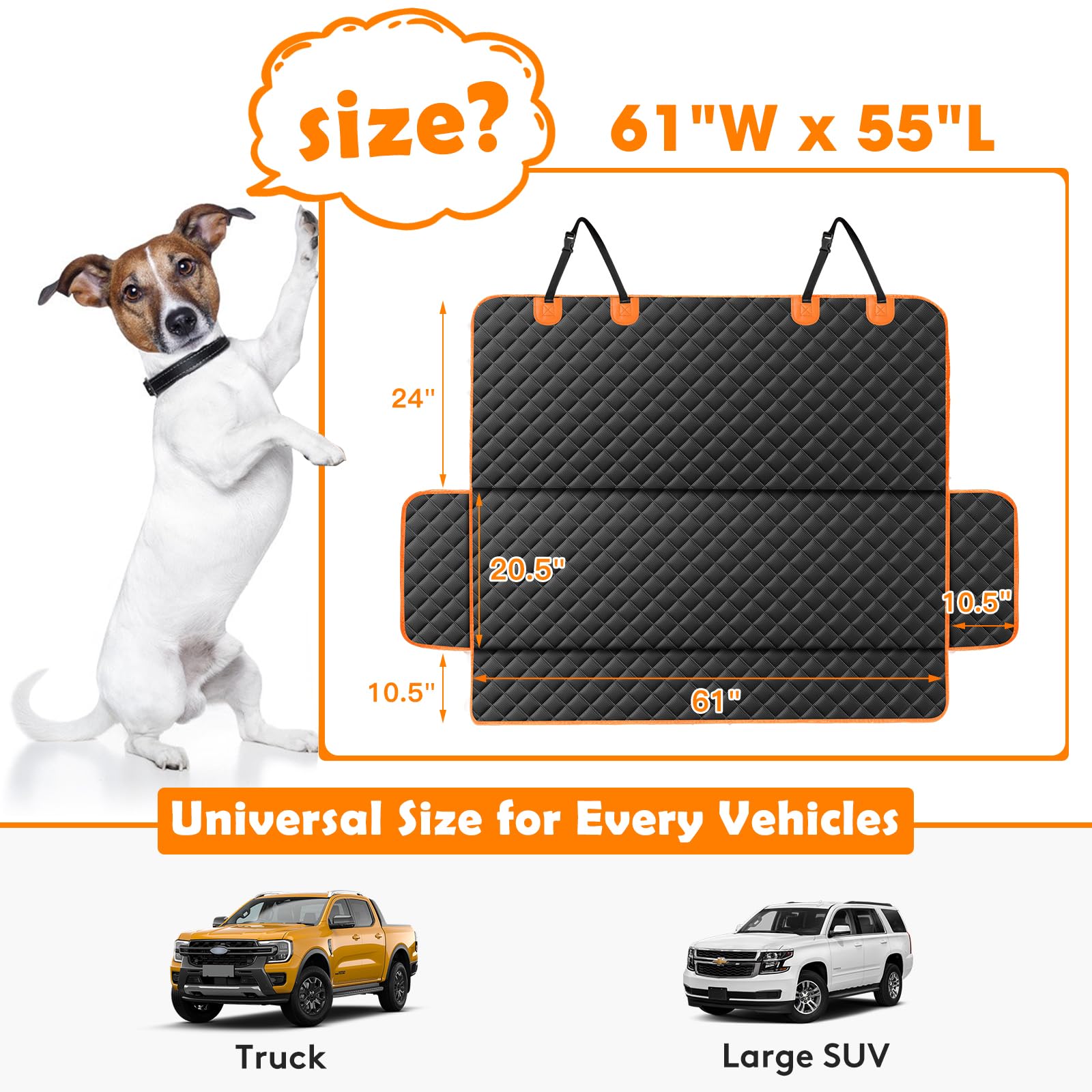 MIXJOY Truck Back Seat Cover for Dogs – Waterproof, Nonslip Pet Seat Cover for Trucks
