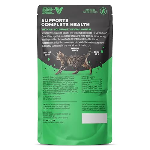TIKI PETS – Tiki Cat Solutions Mousse Dentaire (Poulet, Bouillon) — 12 Sachets de 68 g