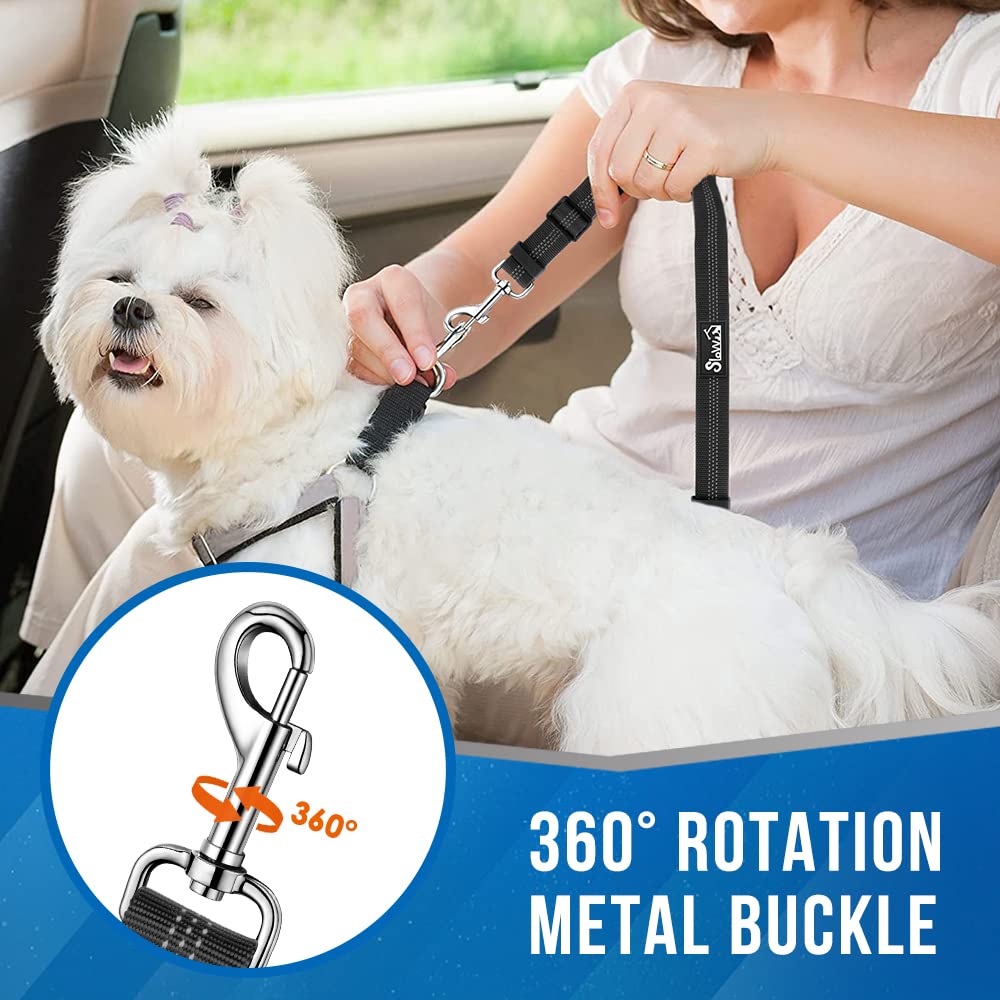 Lukovee Doble Cinturón para Perros en Coche – Seguridad para 2 Mascotas, 360° sin Enredos, Alto Ajuste